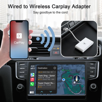 Wireless CarPlay Adapter For Android/Apple Wired to Wireless Carplay Dongle Plug And Play USB Connection Auto Car Adapter