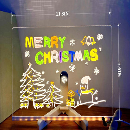 2024 LED Note Board with Colors, Acrylic Dry Erase Board with Light, Glowing Acrylic Message Board Set (1 Stand and 7 Colored Markers) (Inches, 11.8 X7.9)